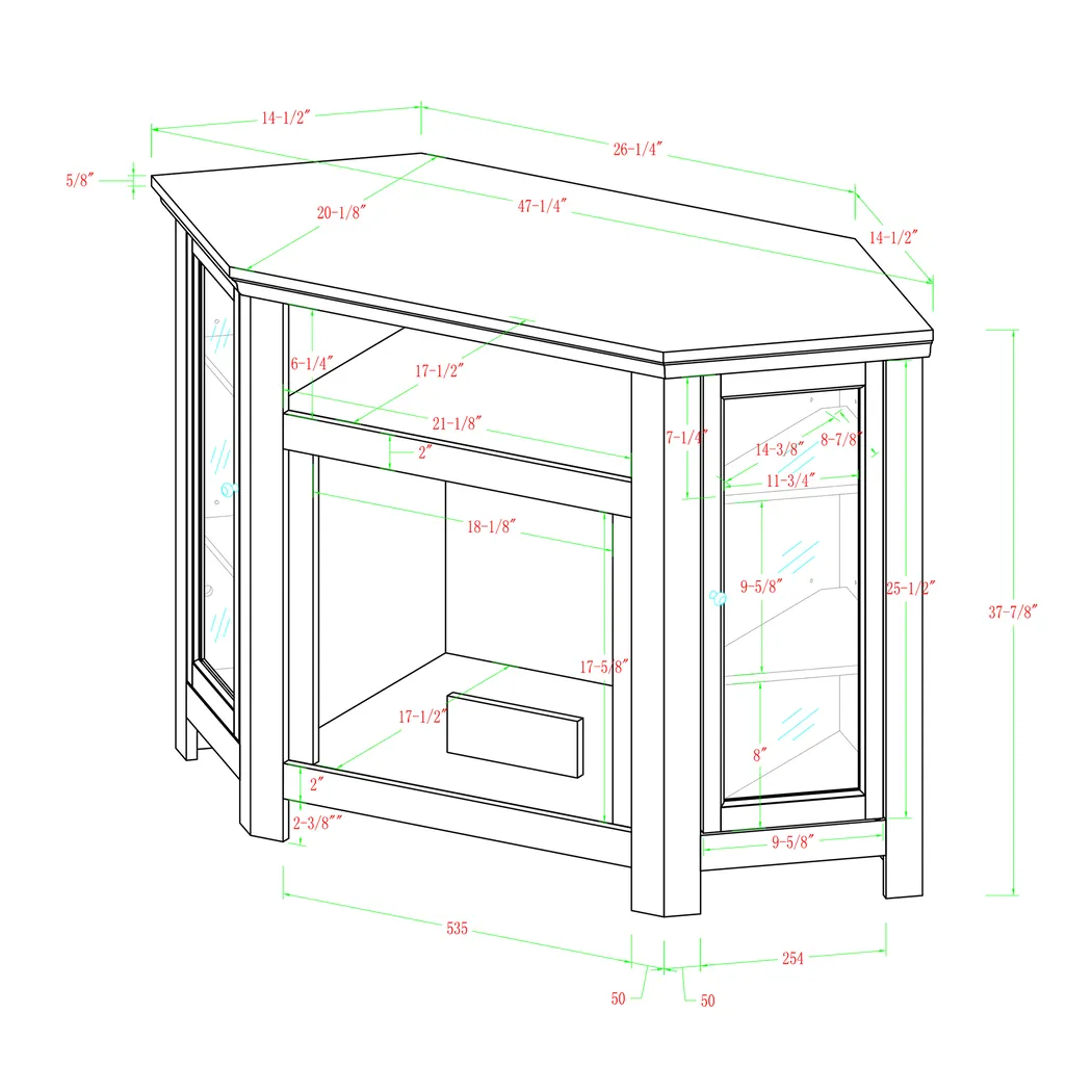 Russell Gray 48 in. Corner Console with Electric Fireplace - Thumbnail - Image 4