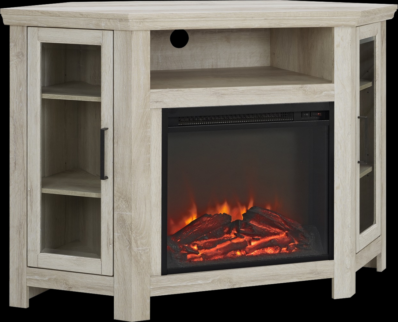 Russell White 48 in. Corner Console with Electric Fireplace - Thumbnail - Image 2