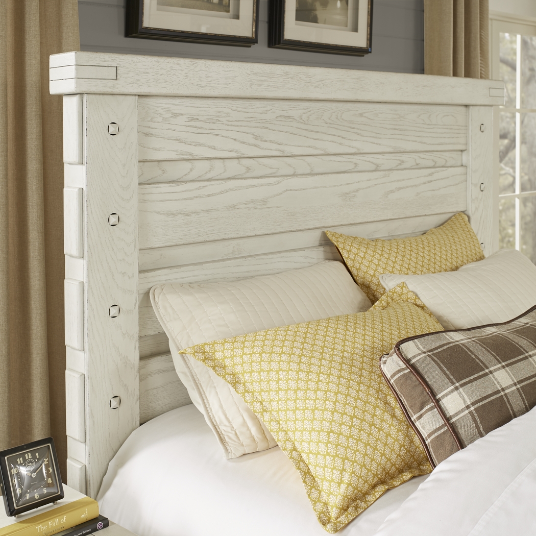Rustic Haven White 3 Pc King Panel Bed - Thumbnail - Image 2