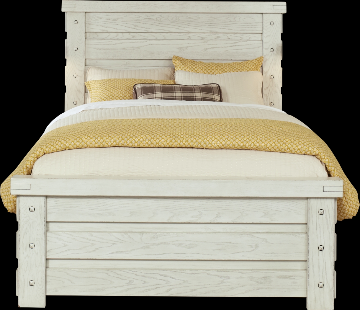 Rustic Haven White 3 Pc King Panel Bed - Thumbnail - Image 1