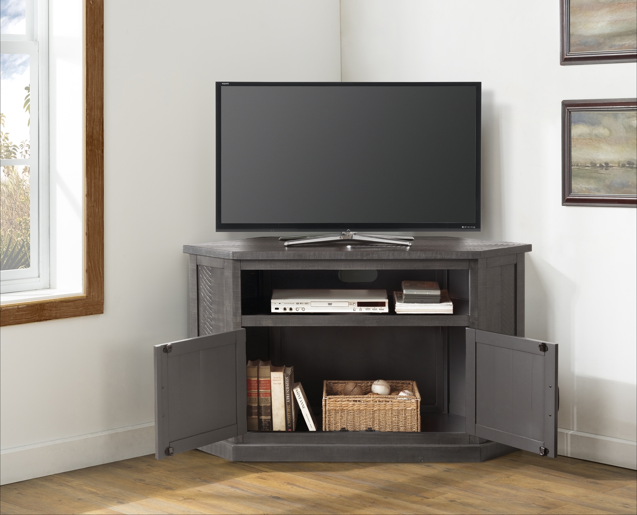 Rustic Path Gray 49.5 in. Corner Console - Thumbnail - Image 8