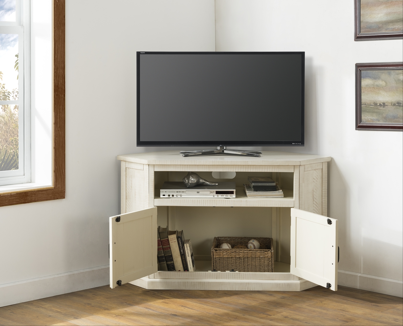 Rustic Path White 49.5 in. Corner Console - Thumbnail - Image 5