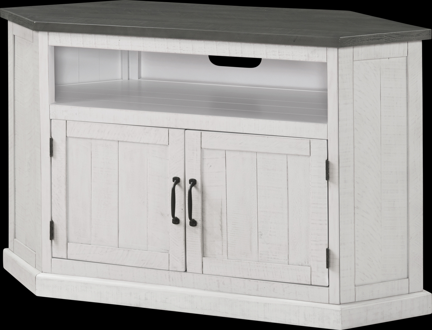 Rustic Path White 49.5in. Corner Console - Thumbnail - Image 1