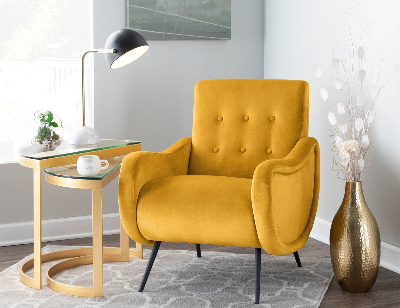 Rutherton Yellow Accent Chair - Thumbnail - Image 7