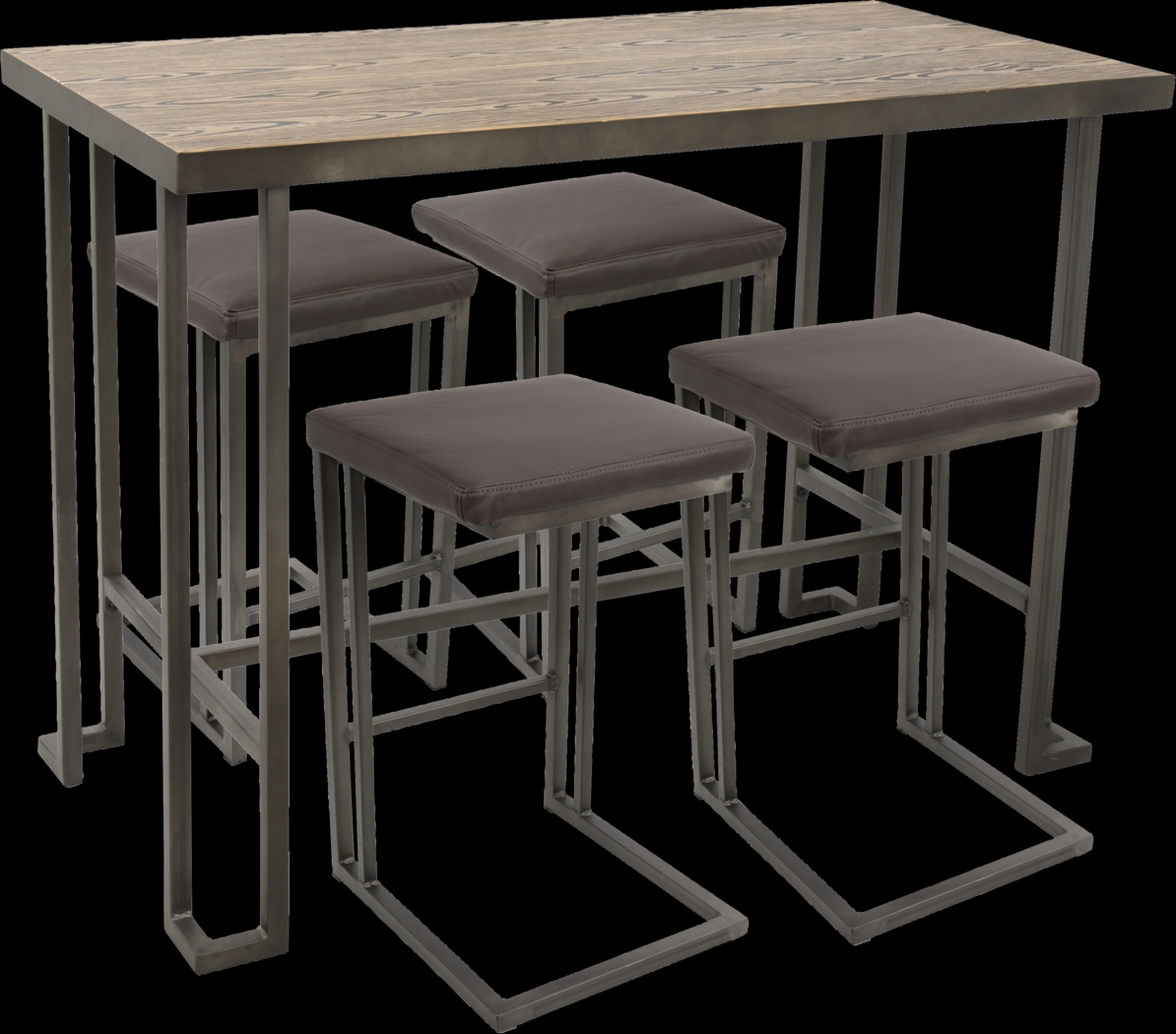 Rutland Brown 5 Pc Counter Height Table Set - Thumbnail - Image 1