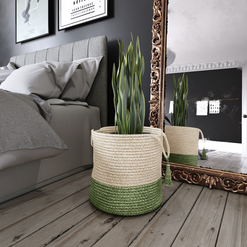 Ruven White/Green 17 in. Basket - Thumbnail - Image 2