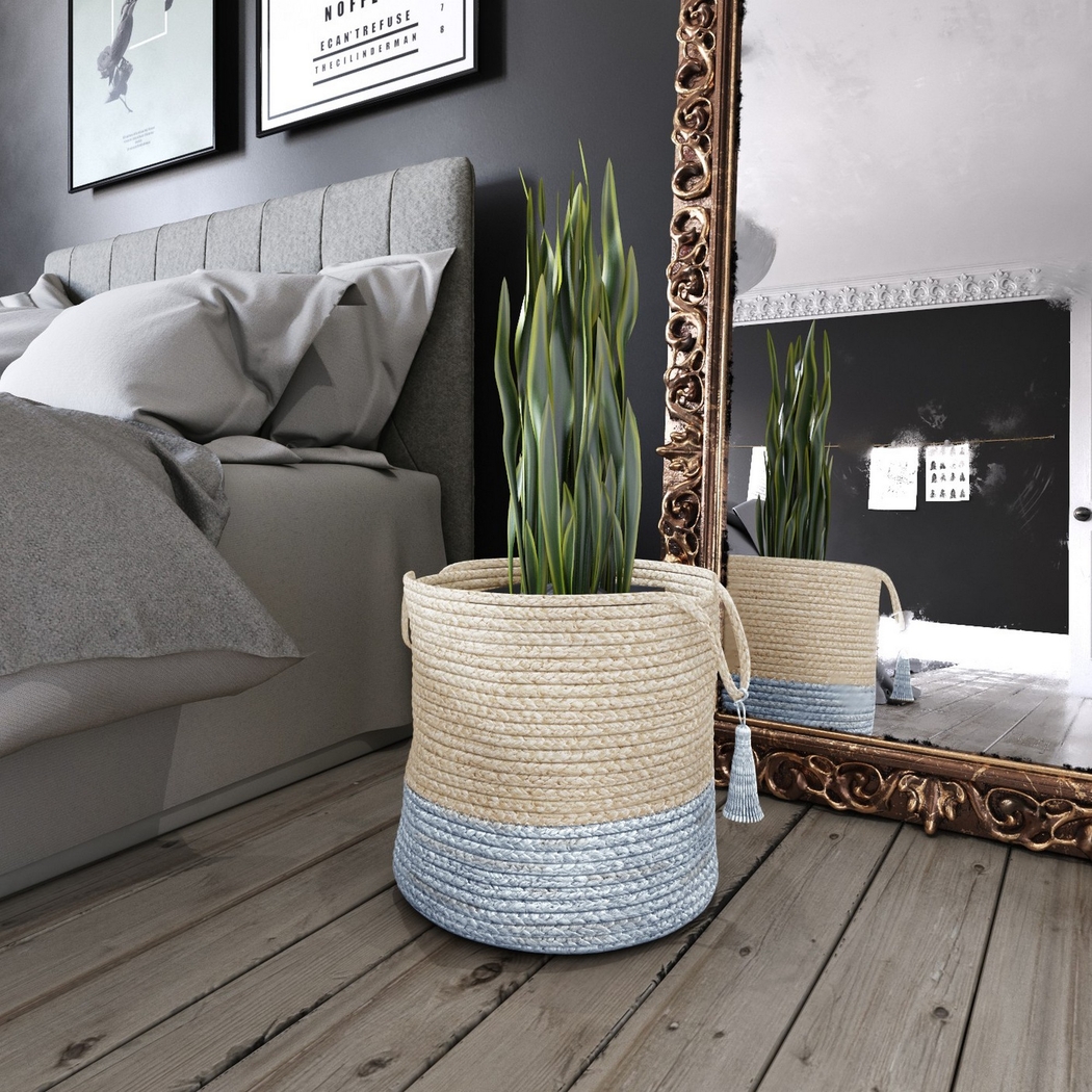 Ruven White/Light Blue 17 in. Basket - Thumbnail - Image 2