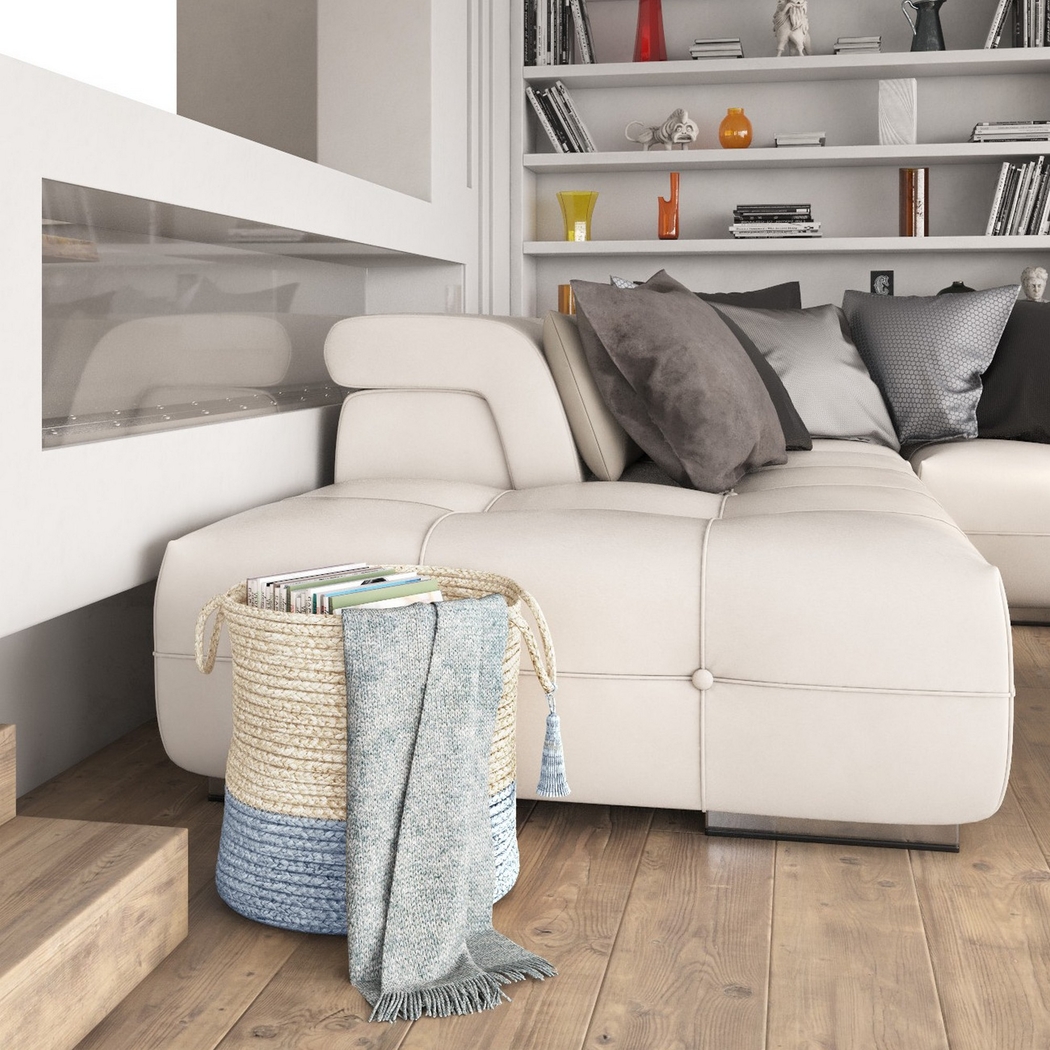 Ruven White/Light Blue 19 in. Basket - Thumbnail - Image 3