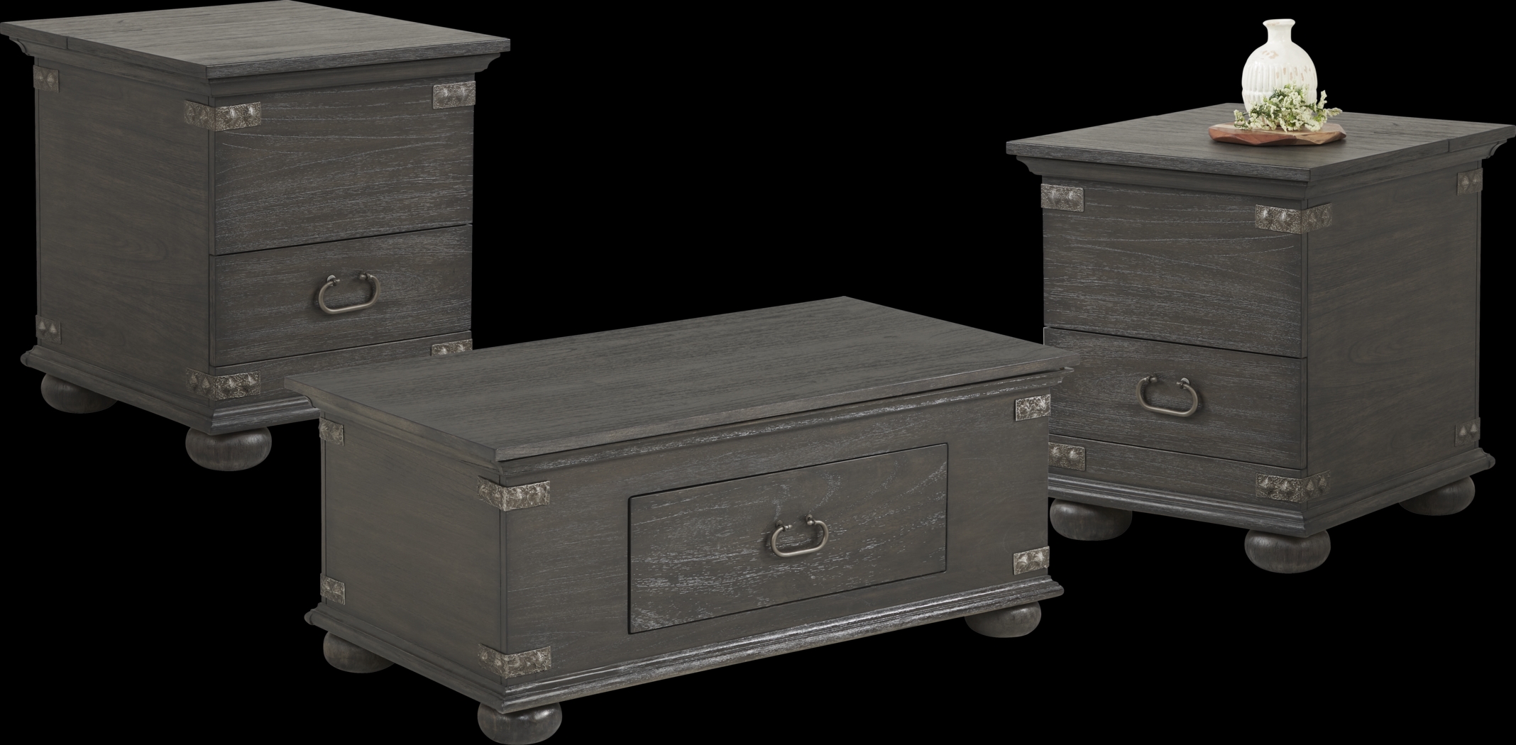 Ryden Black 3 Pc Trunk Table Set - Thumbnail - Image 1