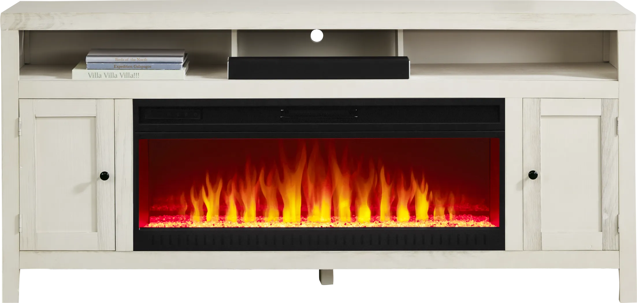 Ryder II White 72 in. Console with Electric Fireplace - Thumbnail - Image 1