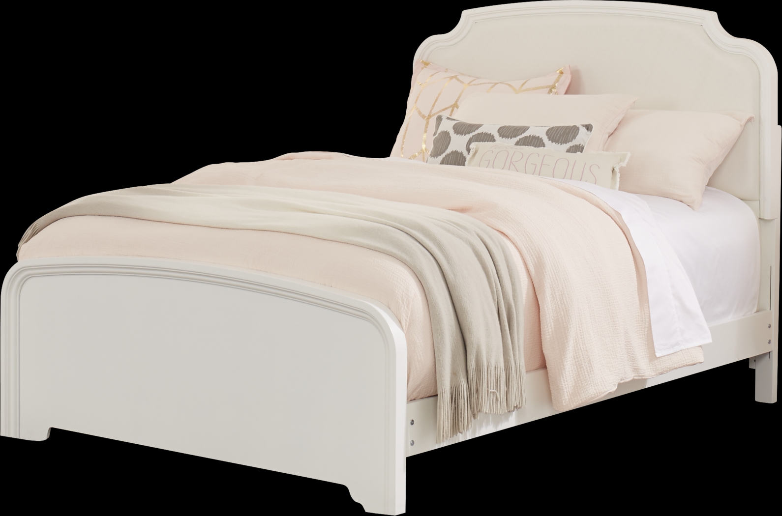 Kids Rylee White 3 Pc Full Upholstered Bed - Thumbnail - Image 1