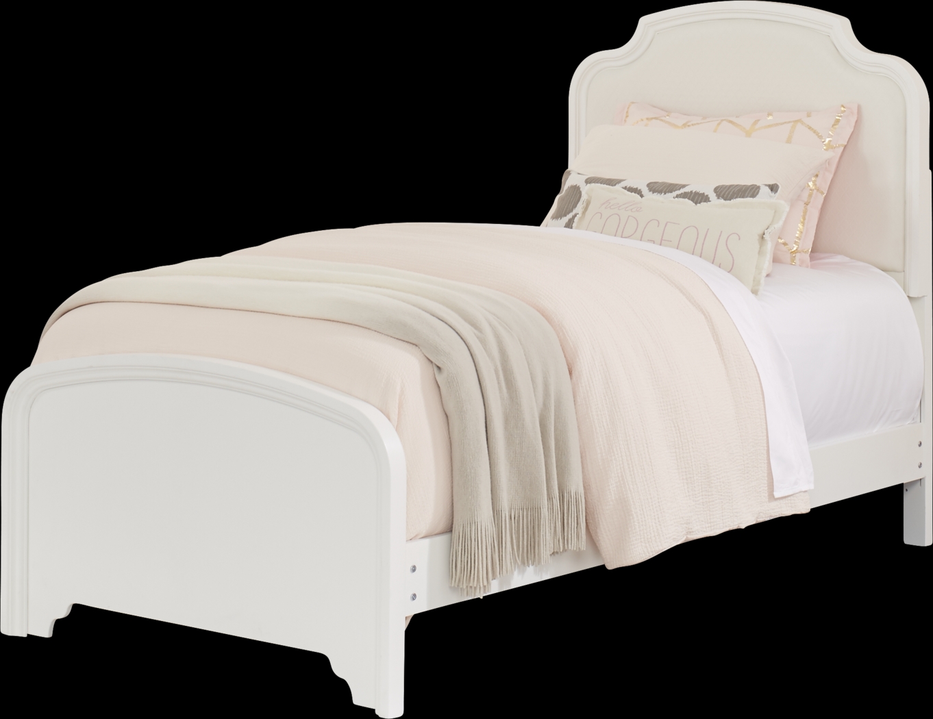 Kids Rylee White 3 Pc Twin Upholstered Bed - Thumbnail - Image 1