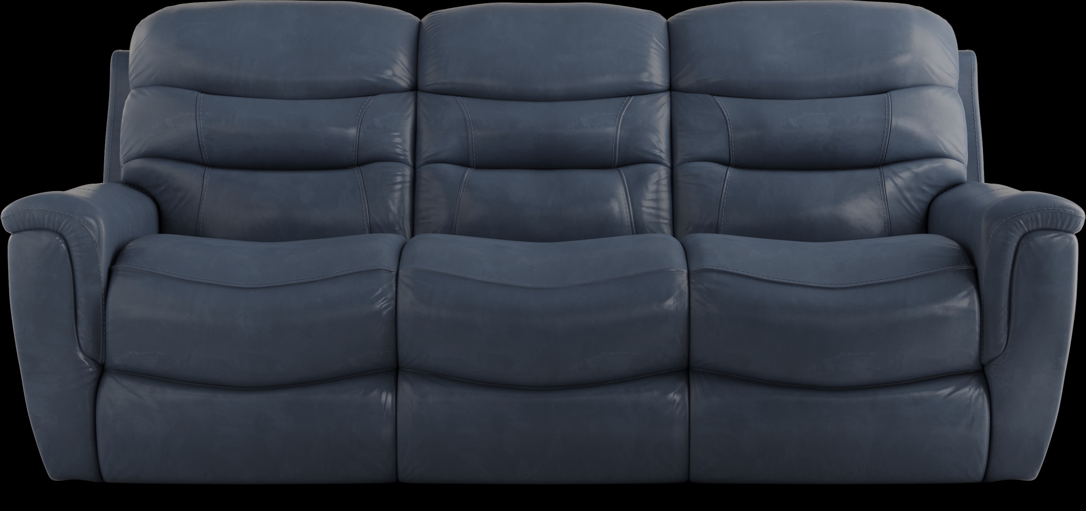 Sabella Navy Leather Reclining Sofa - Thumbnail - Image 1