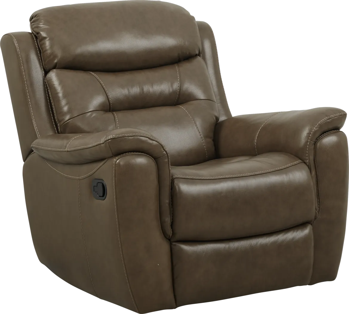 Sabella Taupe Leather Glider Recliner - Thumbnail - Image 1