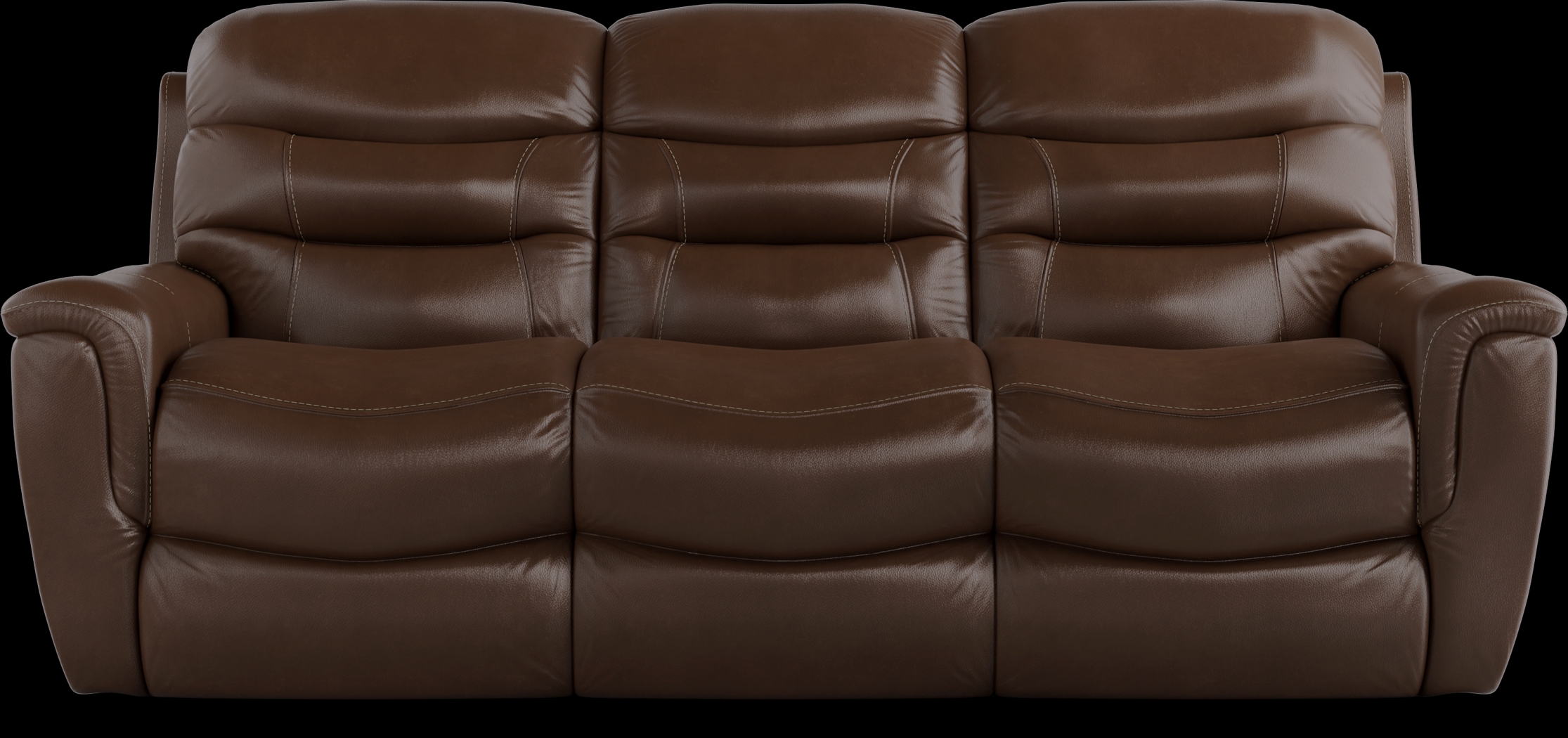 Sabella Walnut Leather Reclining Sofa - Thumbnail - Image 1