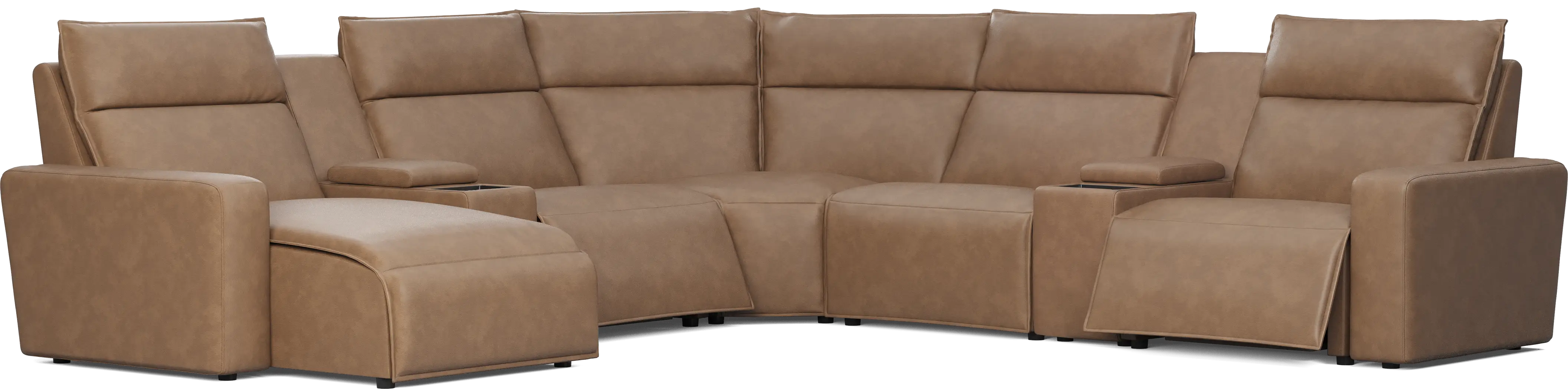 Saddle 7 Pc Dual Power Reclining ModularTwo with Media Consoles - Thumbnail - Image 1