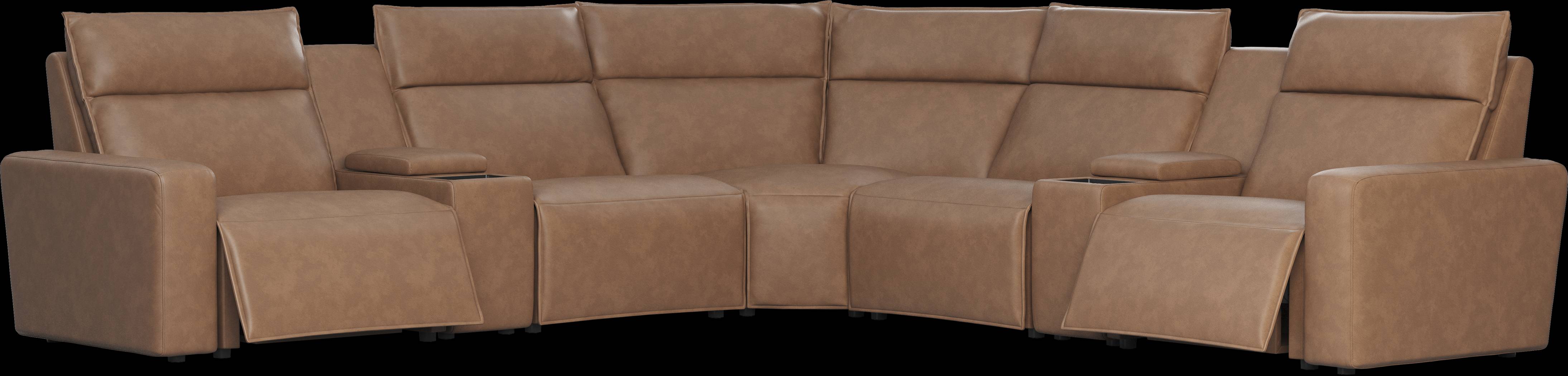 Saddle 7 Pc Dual Power Reclining ModularTwo with Media Consoles - Thumbnail - Image 1