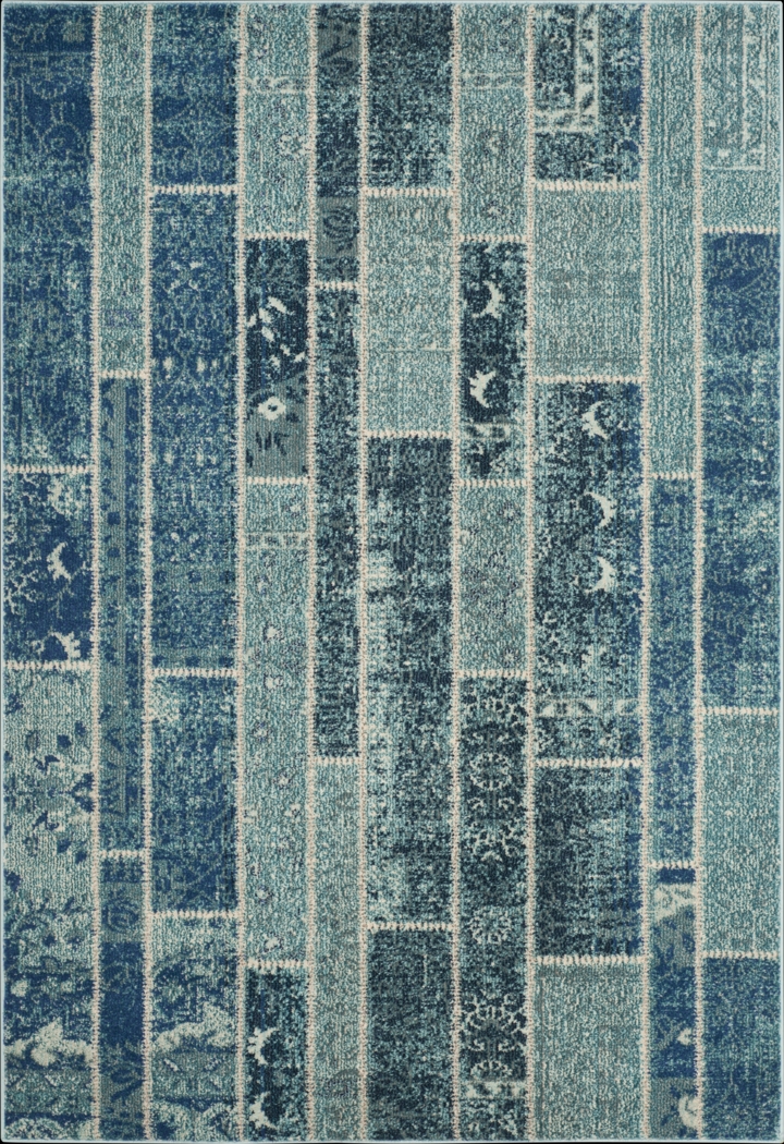 Sadia Blue 6'7 x 9'2 Rug - Thumbnail - Image 1