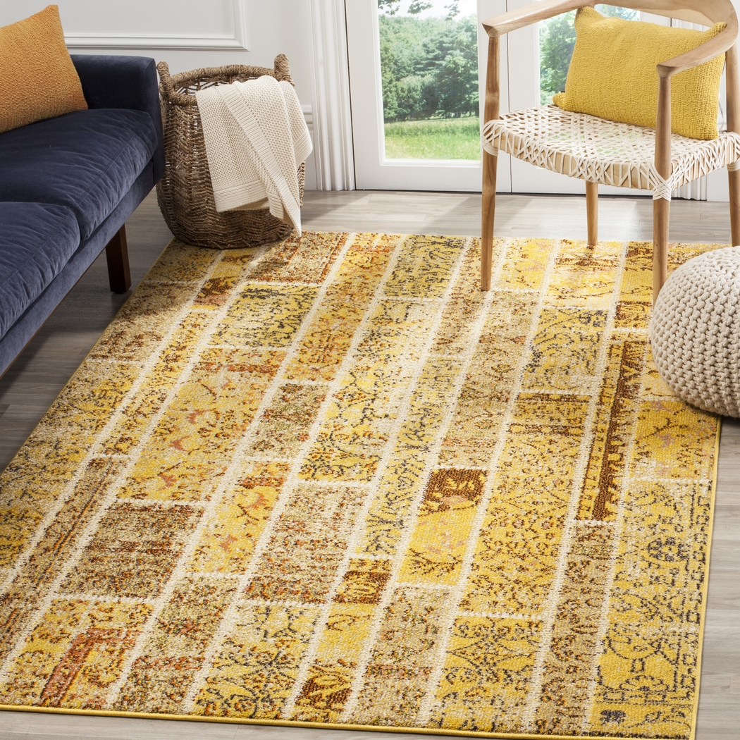 Sadia Yellow 5'1 x 7'7 Rug - Thumbnail - Image 3
