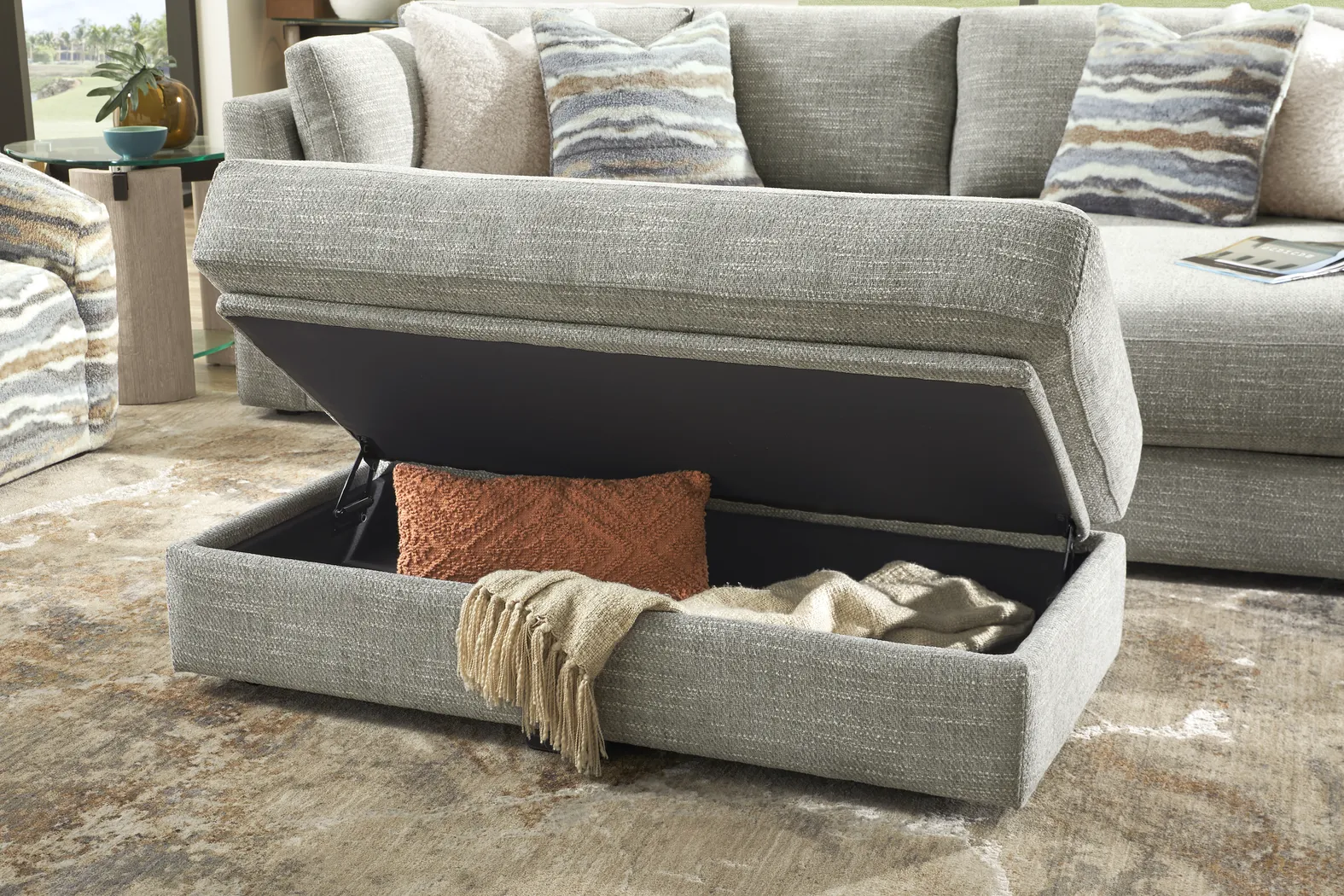 Sadie Falls Dove Gray Storage Ottoman - Thumbnail - Image 5