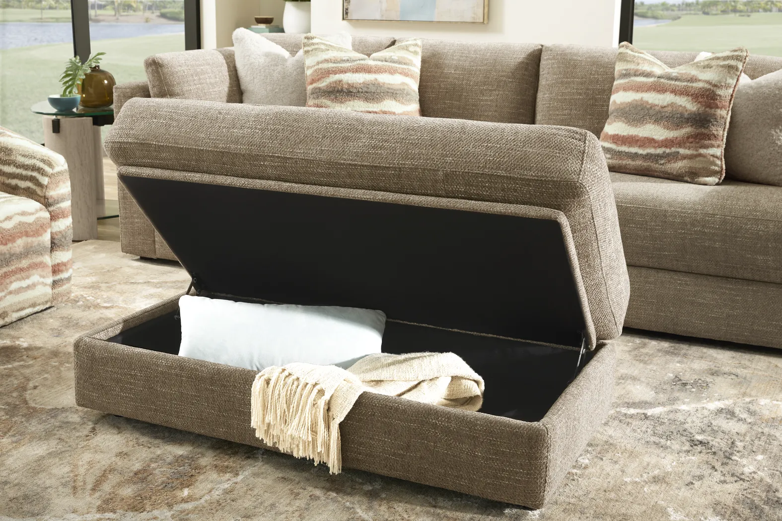 Sadie Falls Mink Storage Ottoman - Thumbnail - Image 4