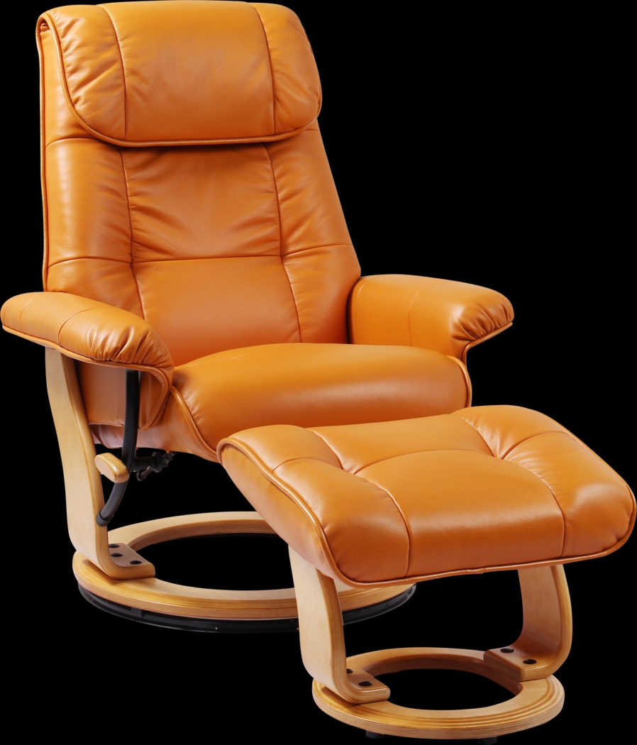 Sadora Orange Recliner & Ottoman - Thumbnail - Image 1