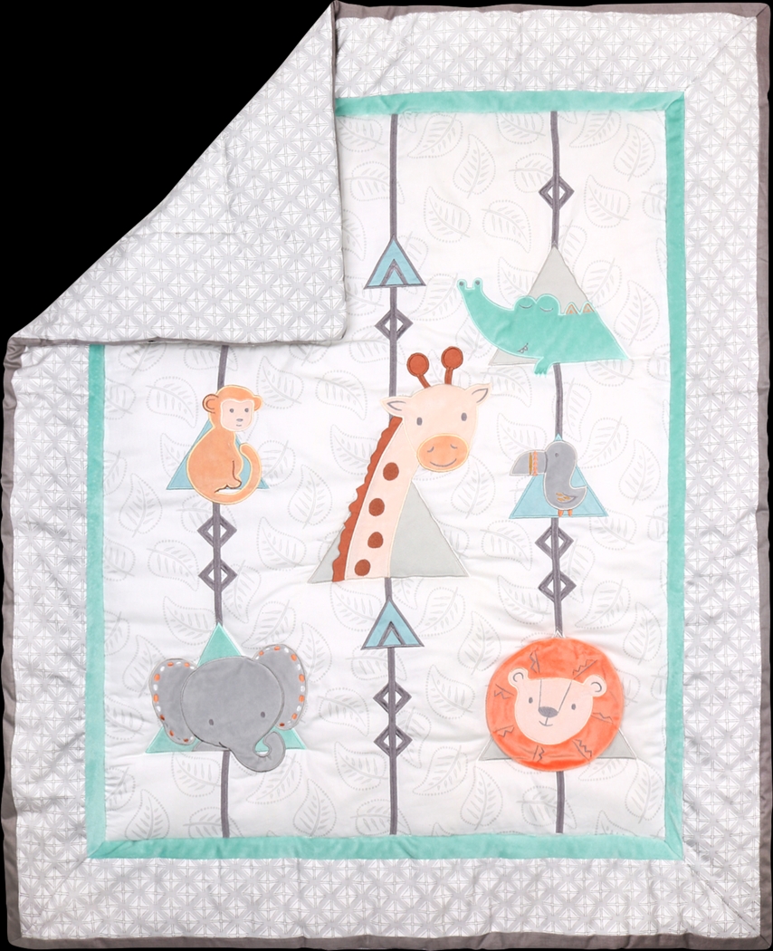 Safari Friends Light Gray 3 Pc Baby Bedding Set - Thumbnail - Image 2