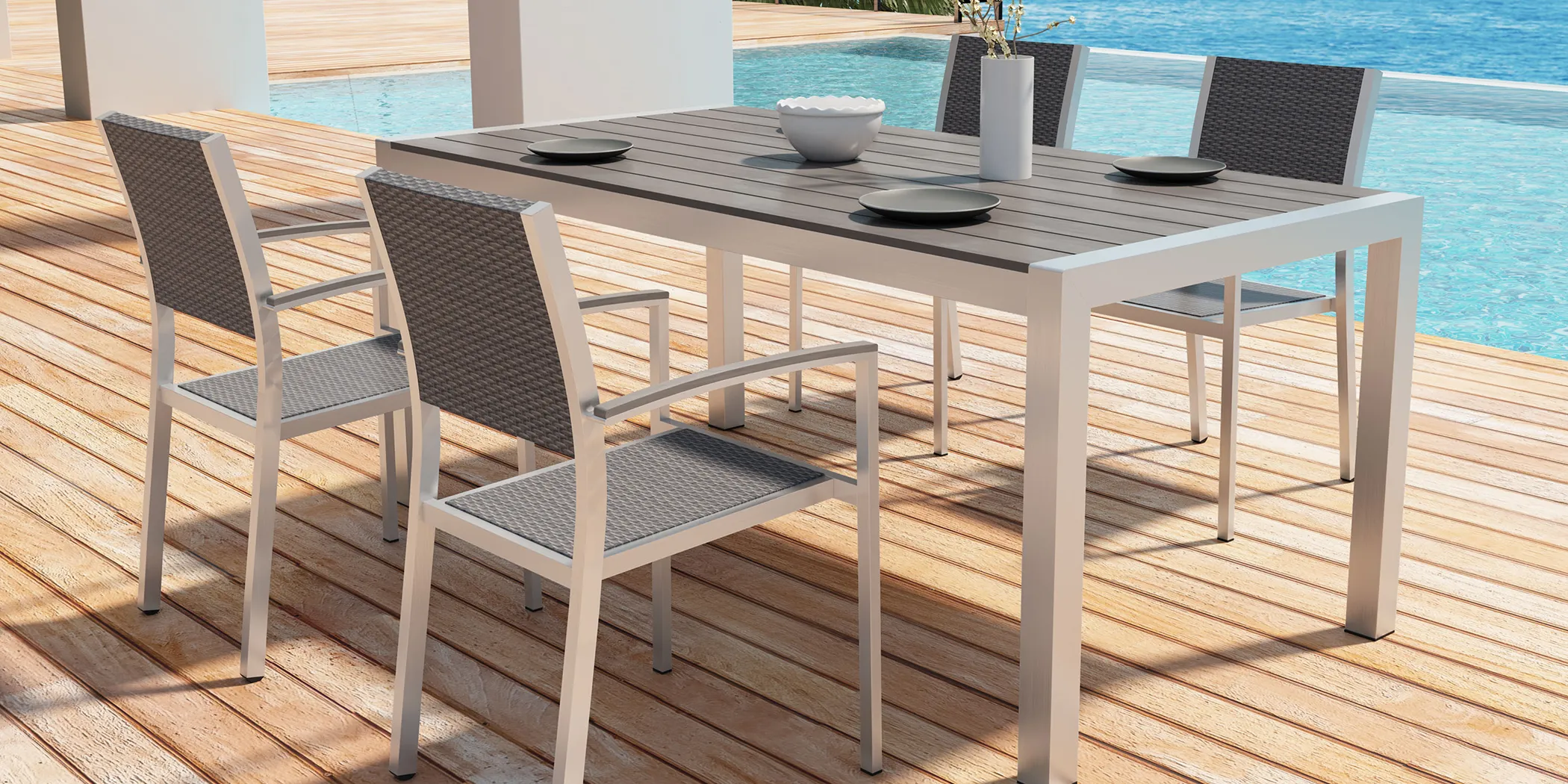 Sage Lagoon Gray 5 Pc Outdoor Dining Set - Thumbnail - Image 1