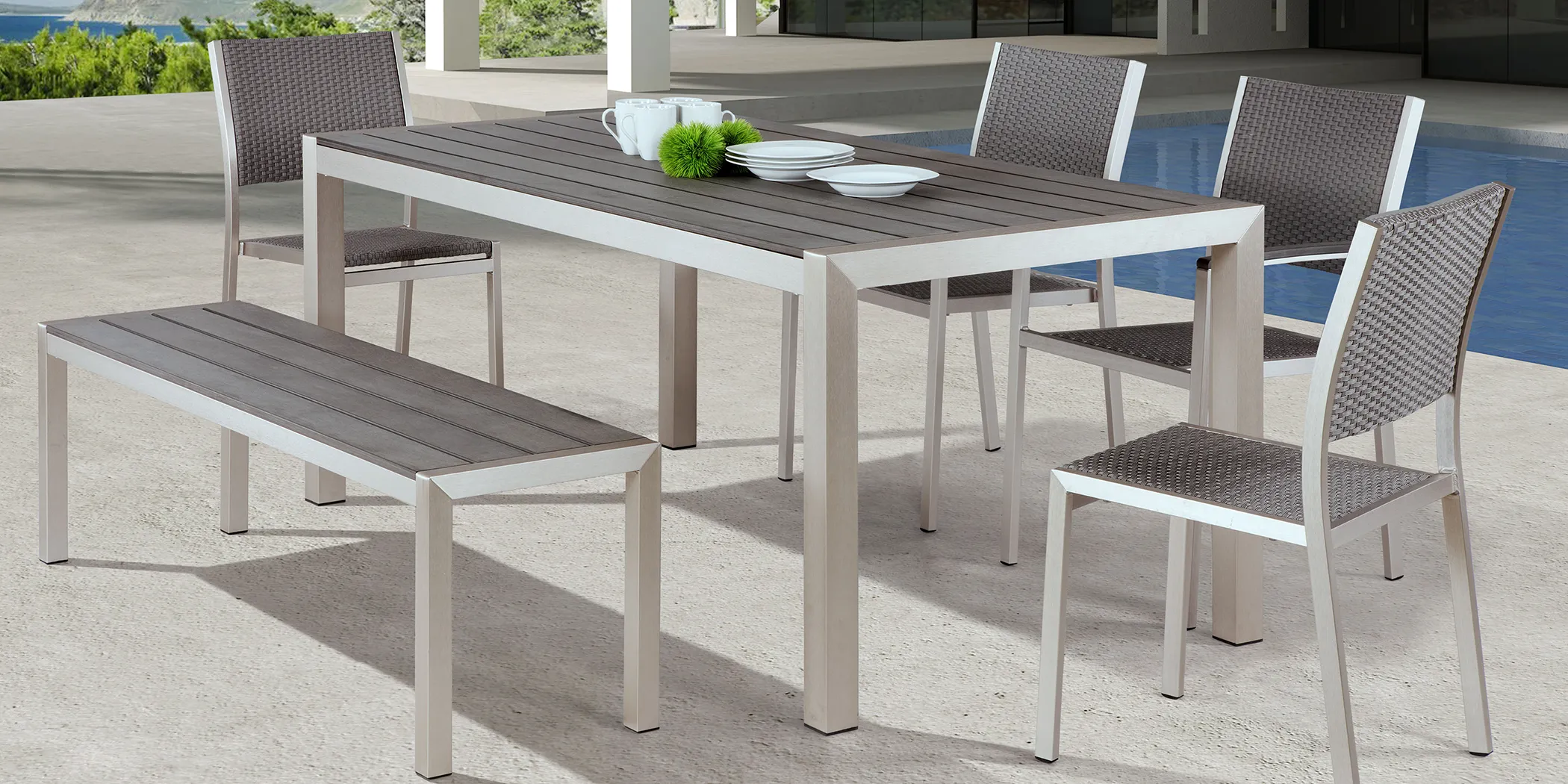 Sage Lagoon Gray 6 Pc Outdoor Dining Set - Thumbnail - Image 1