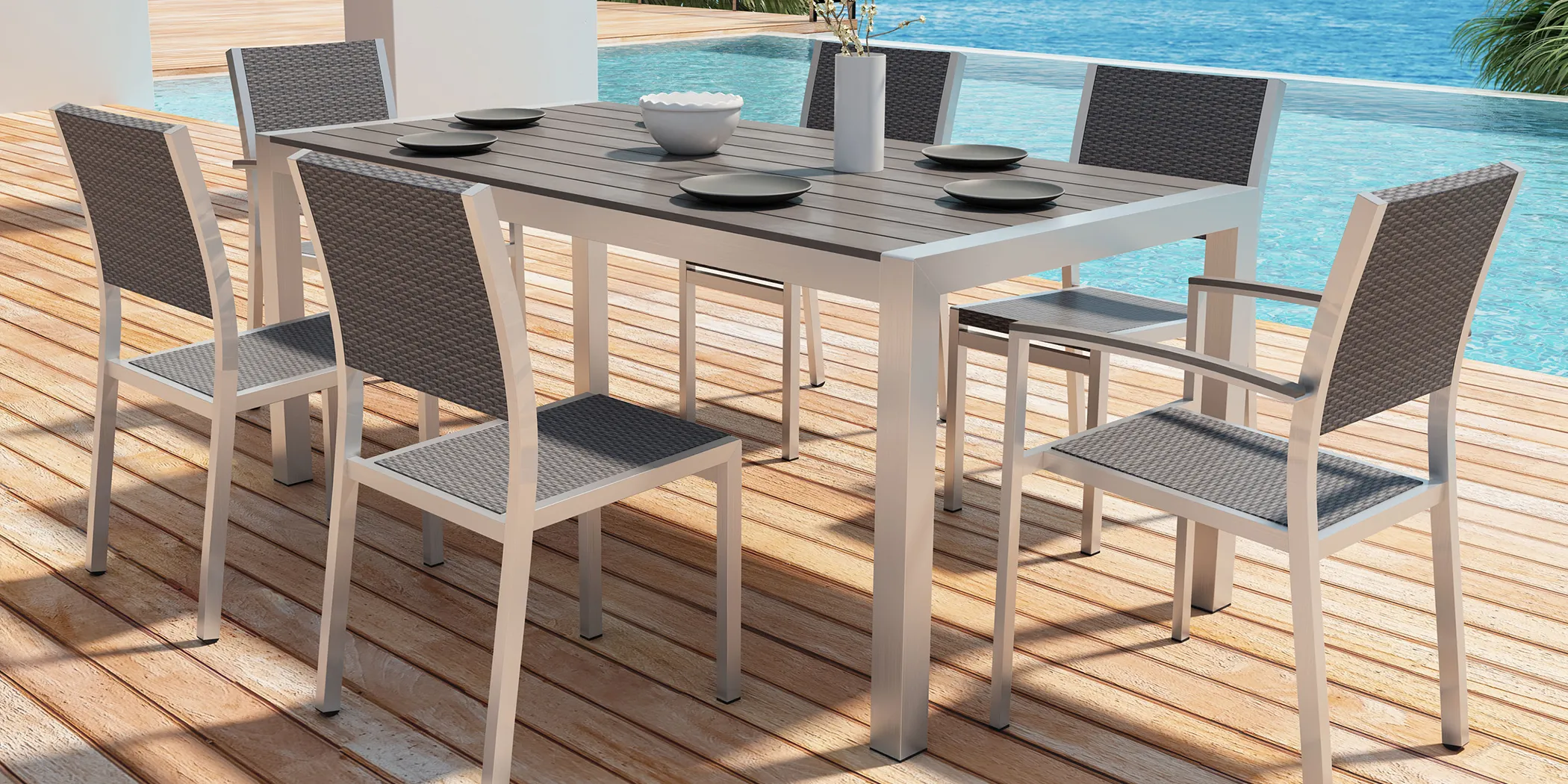 Sage Lagoon Gray 7 Pc Outdoor Dining Set - Thumbnail - Image 1