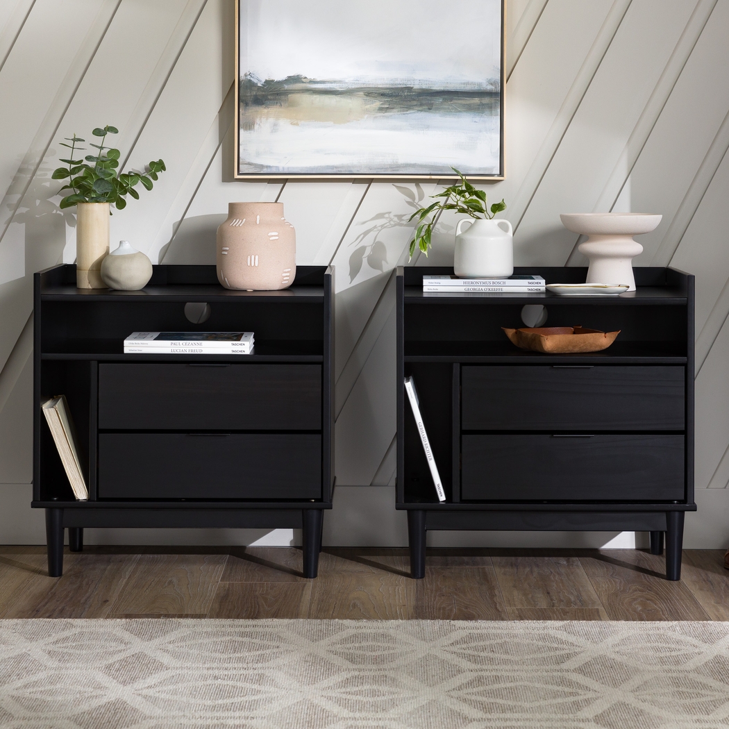 Sagepark Black Nightstand, Set of 2 - Thumbnail - Image 2