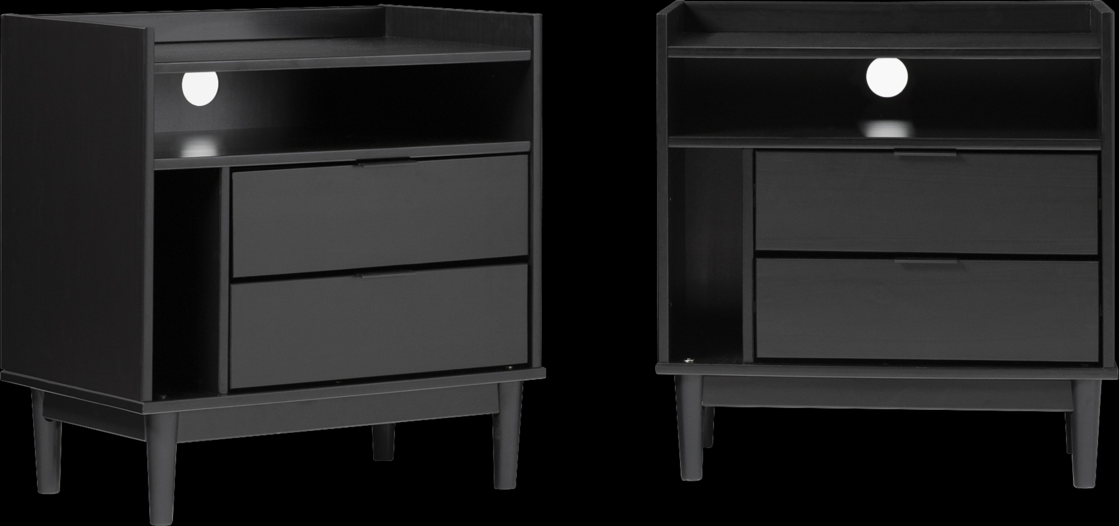 Sagepark Black Nightstand, Set of 2 - Thumbnail - Image 3