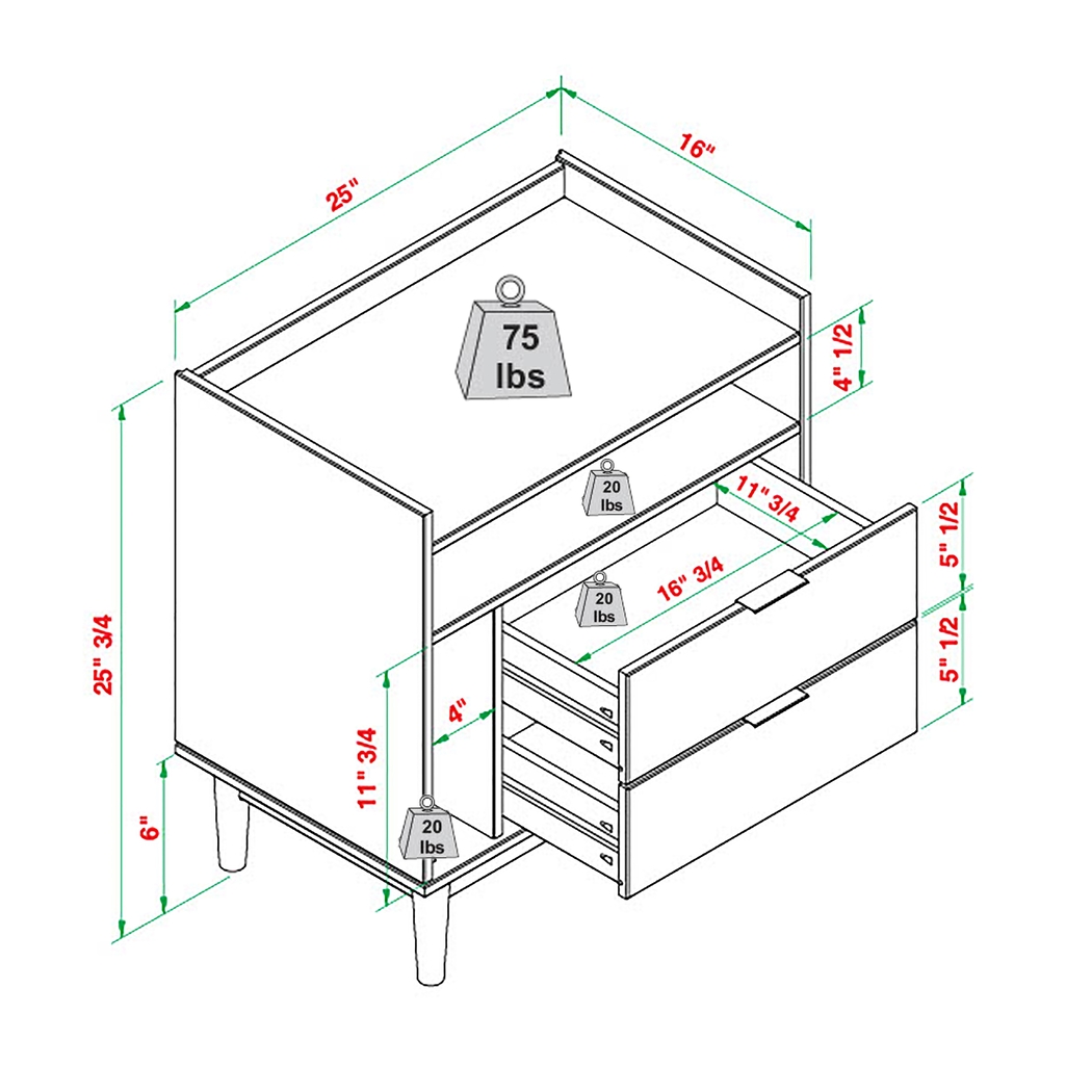 Sagepark Black Nightstand, Set of 2 - Thumbnail - Image 6