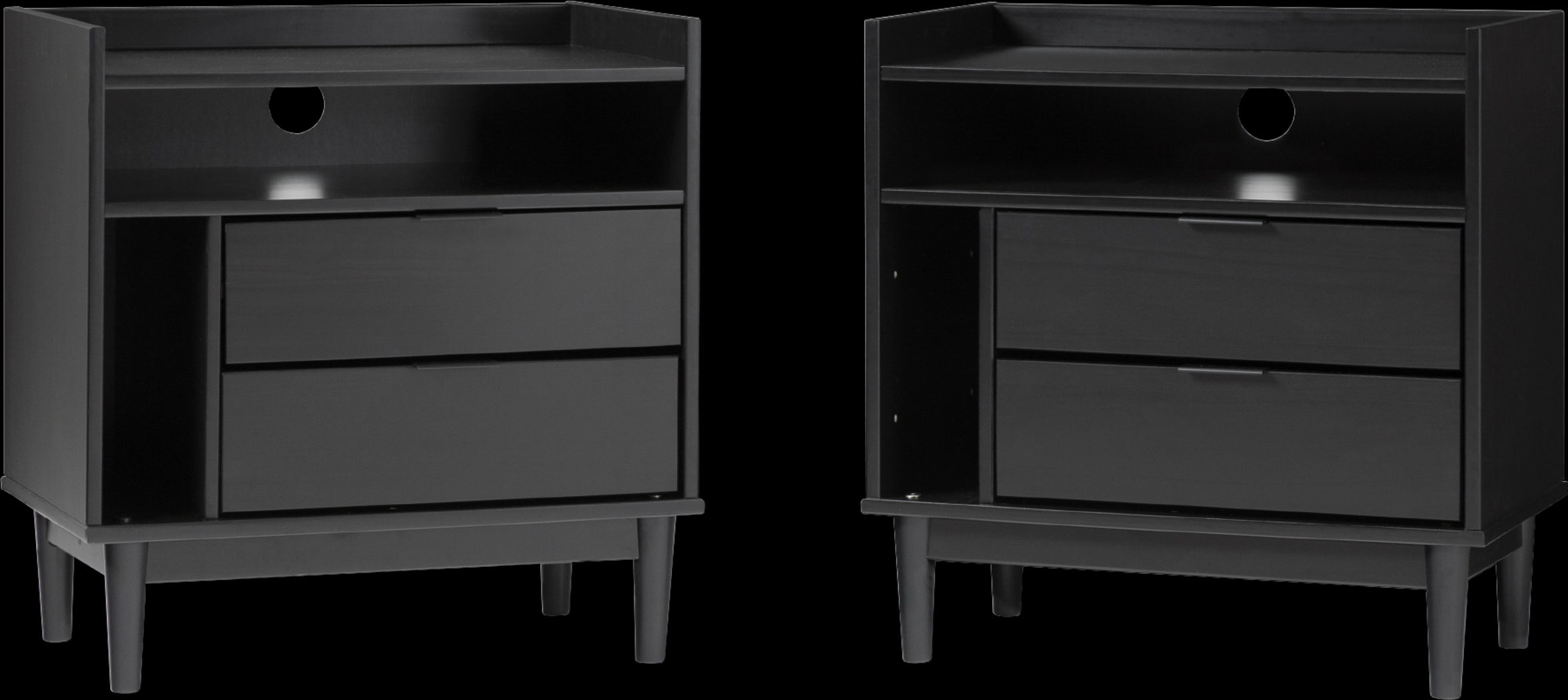 Sagepark Black Nightstand, Set of 2 - Thumbnail - Image 1