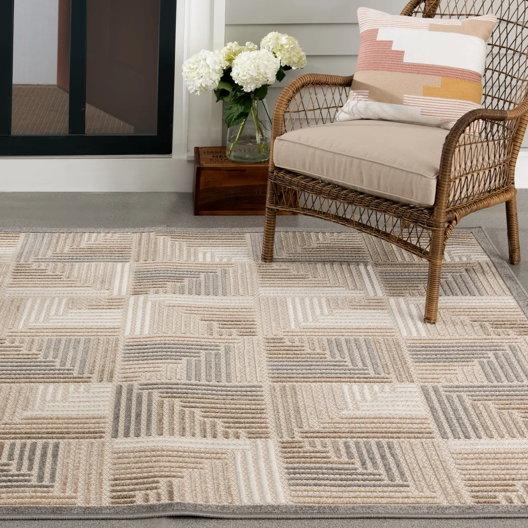 Sagira Cream 5'3 x 7' Indoor/Outdoor Rug - Thumbnail - Image 2