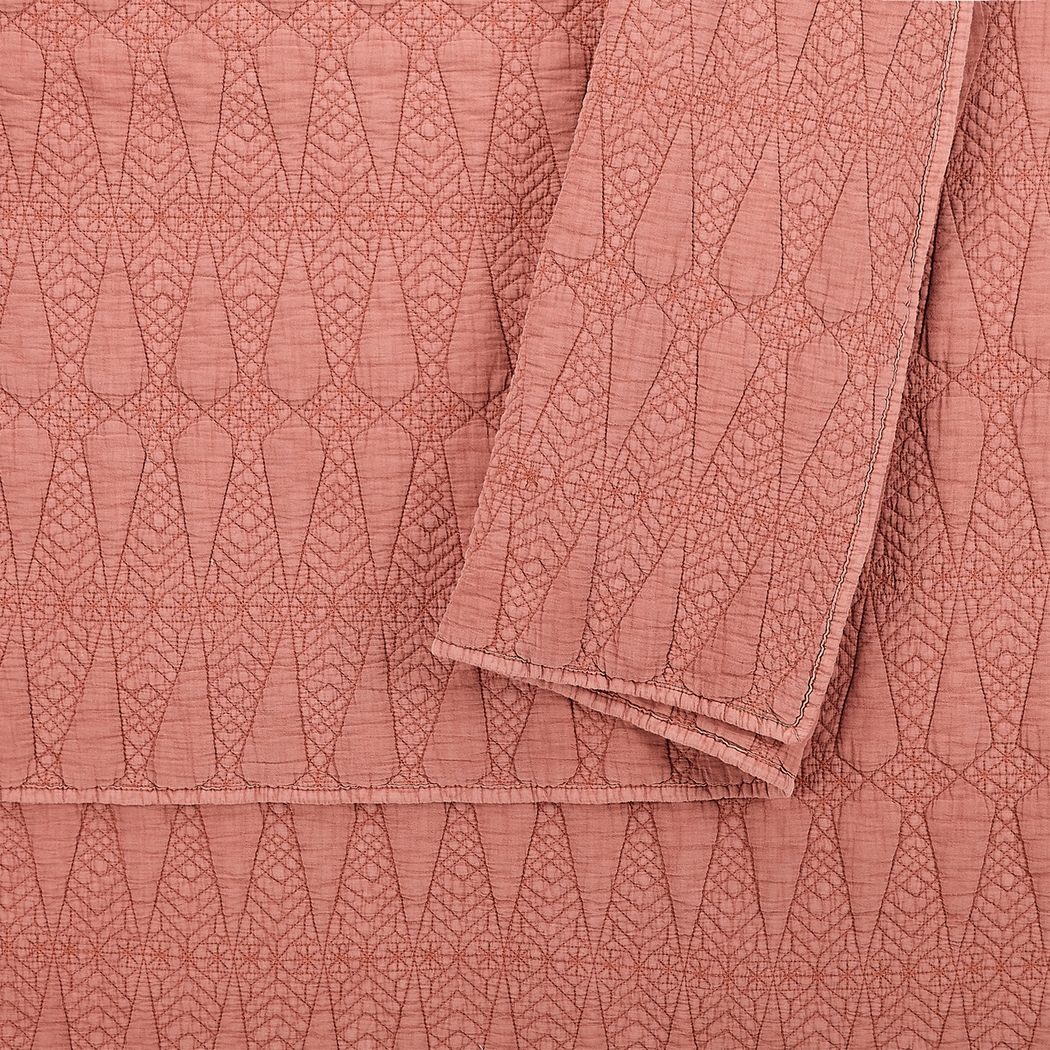 Saible Red Brown King 3 Pc Quilt Set - Thumbnail - Image 4