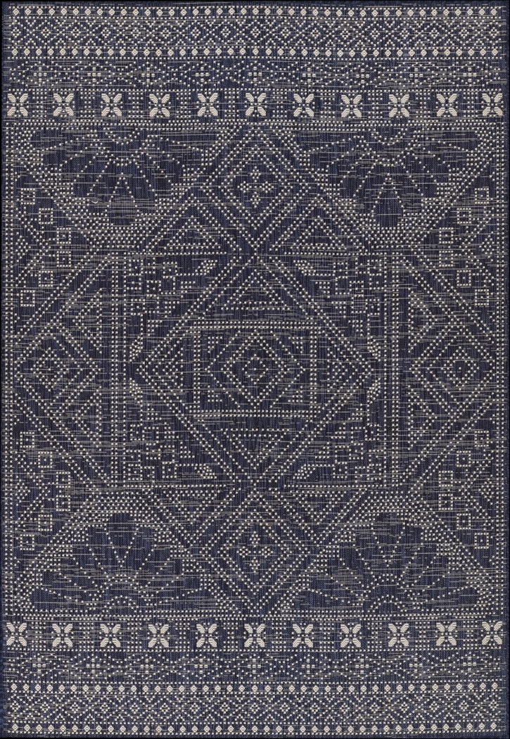 Saint Albany Navy 5'3 x 7' Indoor/Outdoor Rug - Thumbnail - Image 1