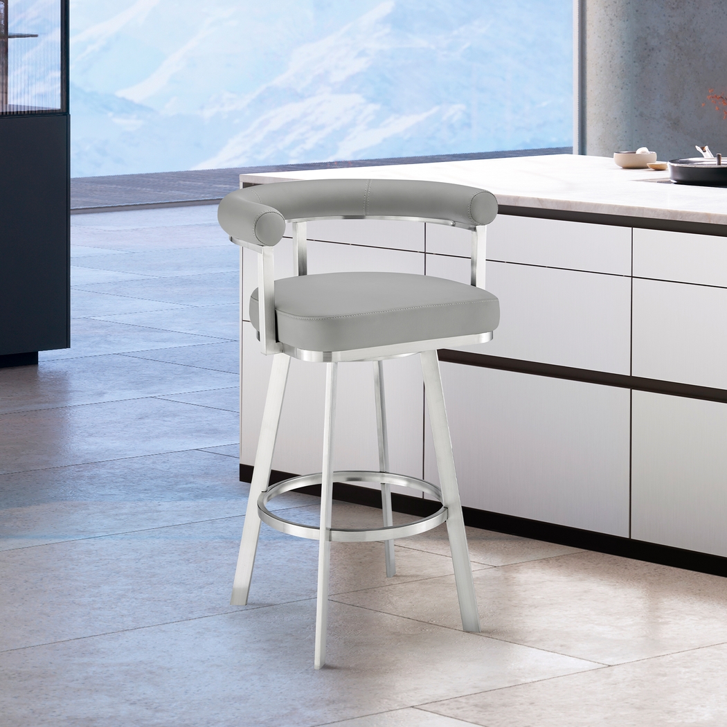 Salaignac Gray Swivel Barstool - Thumbnail - Image 2