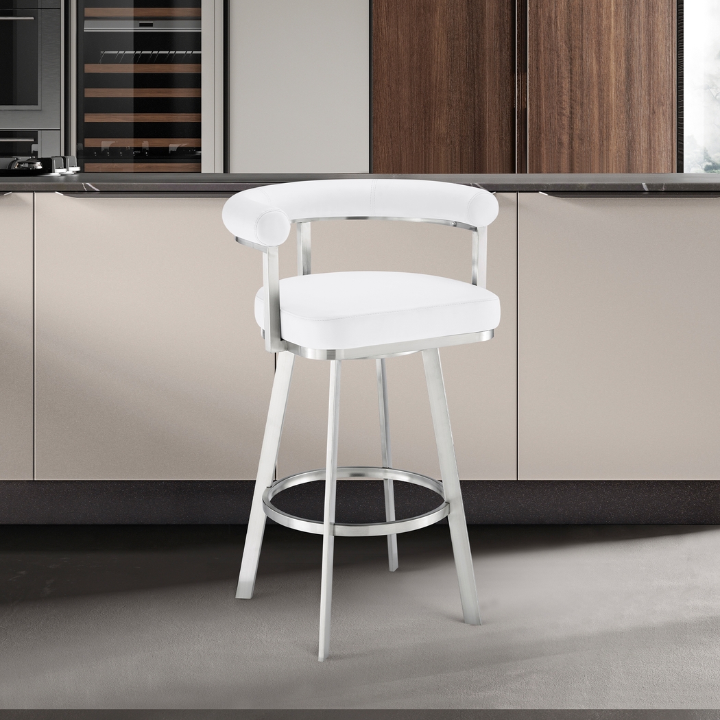 Salaignac White Swivel Barstool - Thumbnail - Image 2