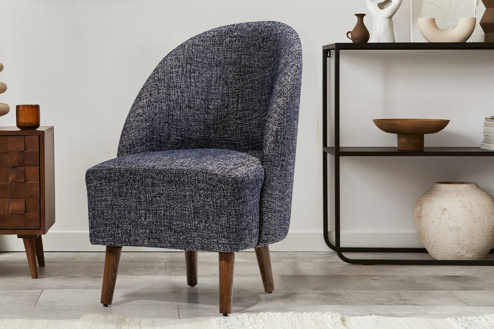 Salena Dark Blue Accent Chair - Thumbnail - Image 2