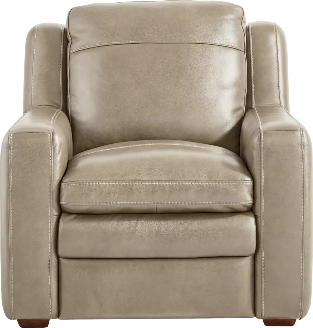 Salinger Beige Leather Chair - Thumbnail - Image 2