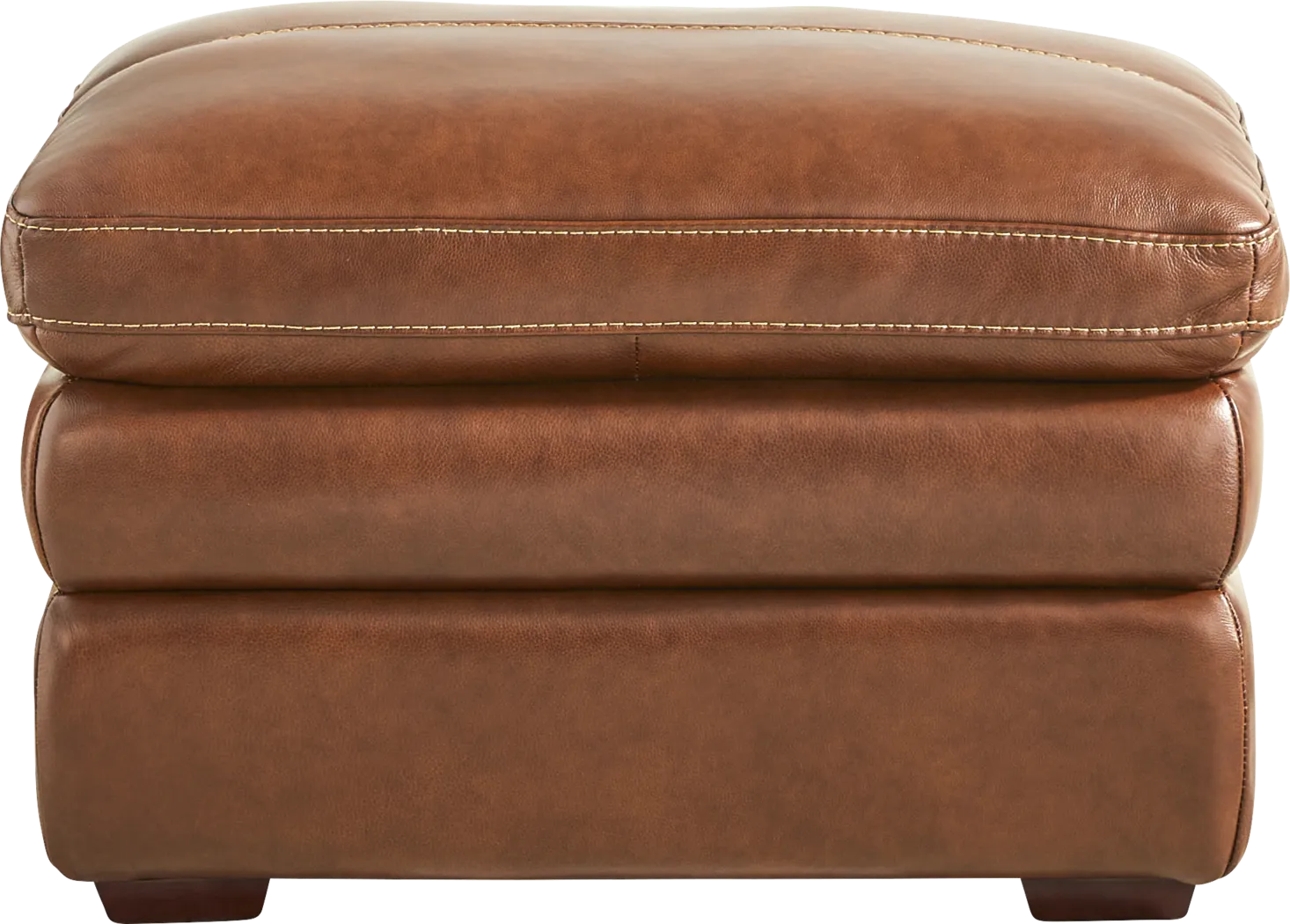 Salinger Brown Leather Ottoman - Thumbnail - Image 2