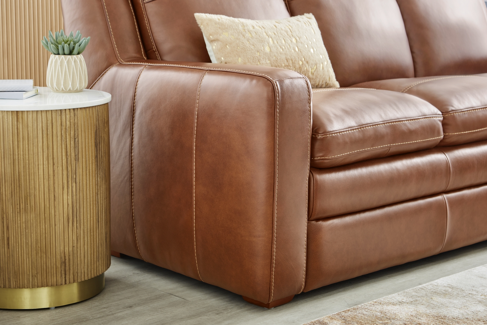 Salinger Brown Leather Sleeper Sofa - Thumbnail - Image 4