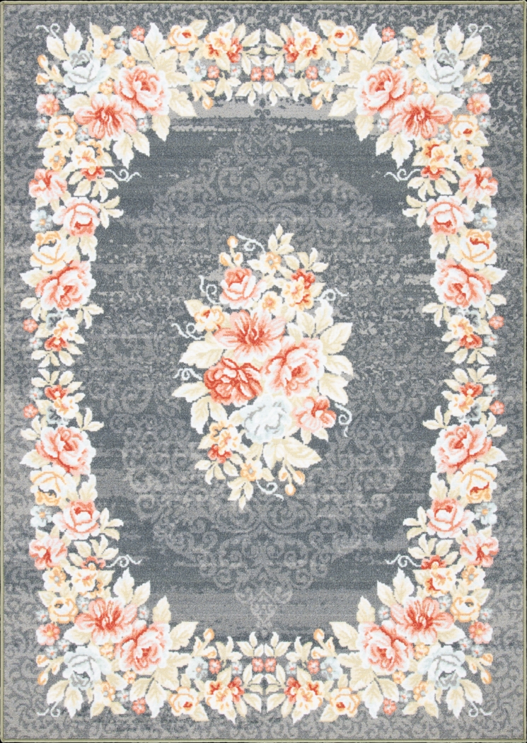 Salistry Gray/Pink 5'5 x 7' Rug - Thumbnail - Image 1