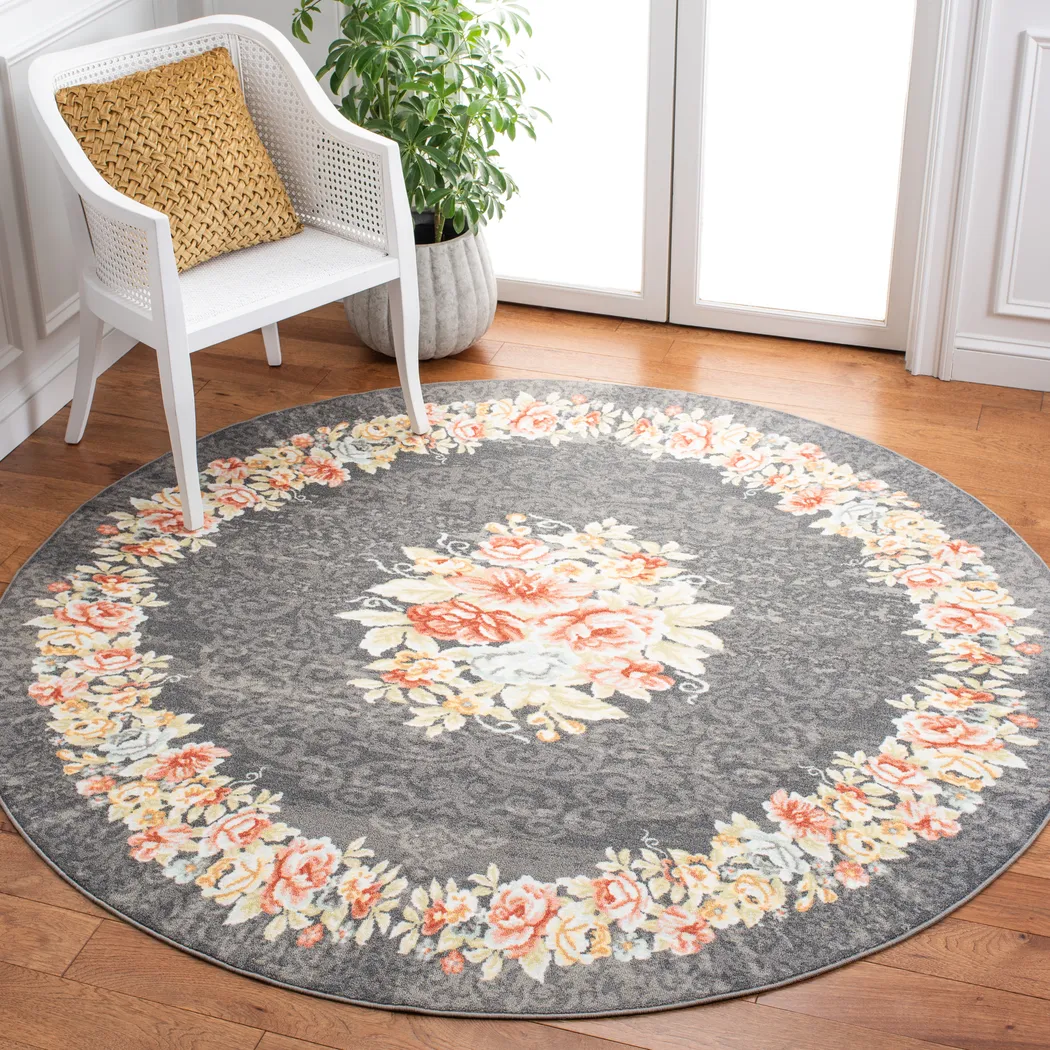 Salistry Gray/Pink 6'7 x 6'7 Round Rug - Thumbnail - Image 2