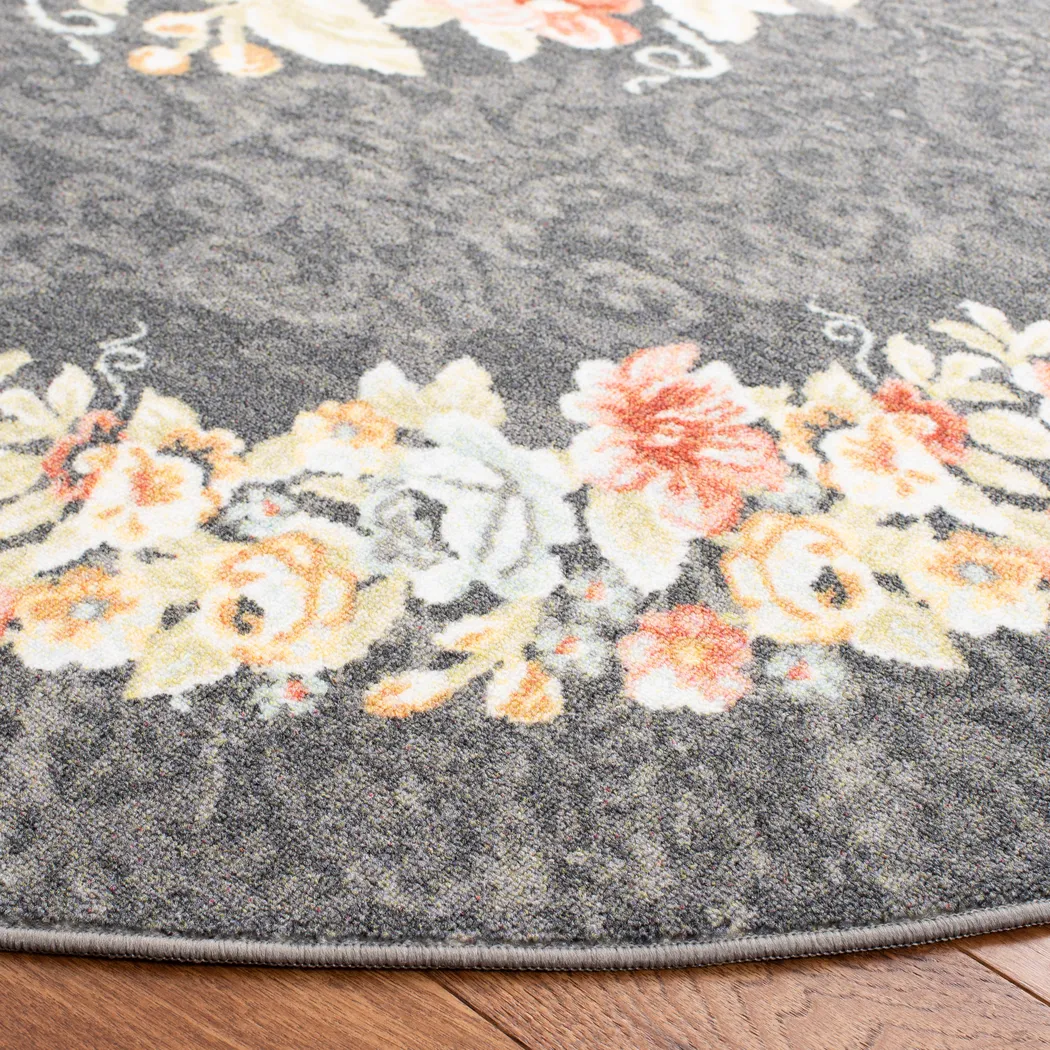 Salistry Gray/Pink 6'7 x 6'7 Round Rug - Thumbnail - Image 3