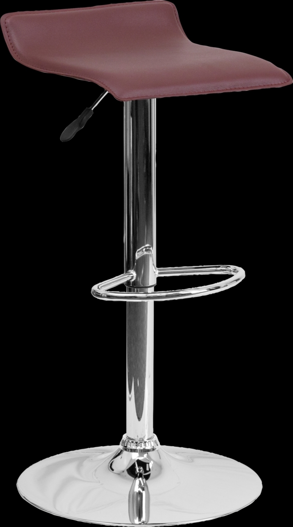 Salix Burgundy Adjustable Swivel Barstool - Thumbnail - Image 1