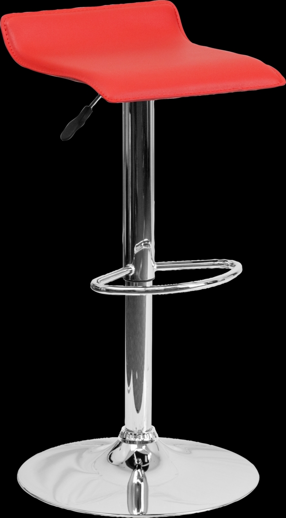 Salix Red Adjustable Swivel Barstool - Thumbnail - Image 1