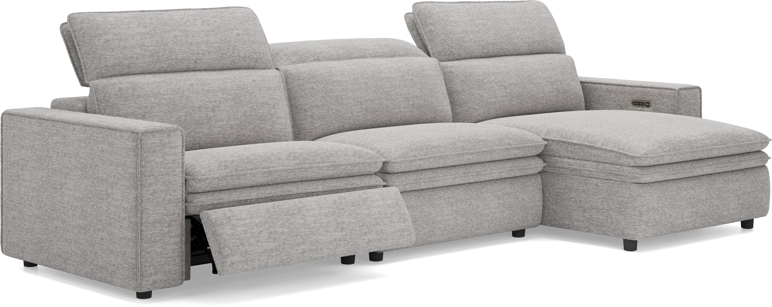 Salvator Street Gray 3 Pc Dual Power Reclining Sectional - Thumbnail - Image 1