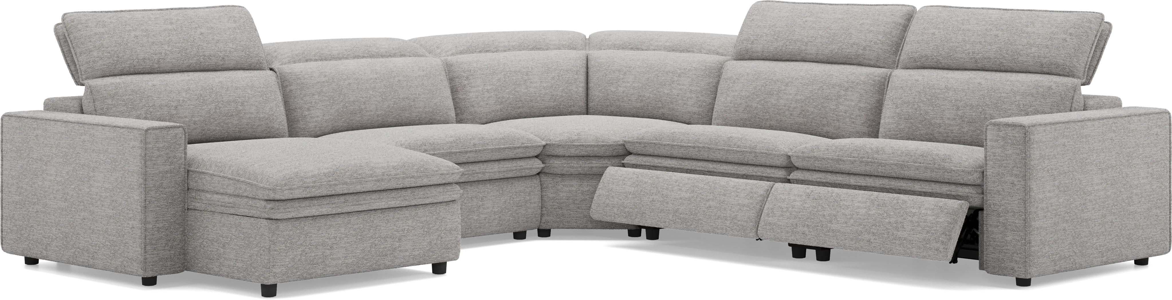 Salvator Street Gray 5 Pc Dual Power Reclining Sectional - Thumbnail - Image 1